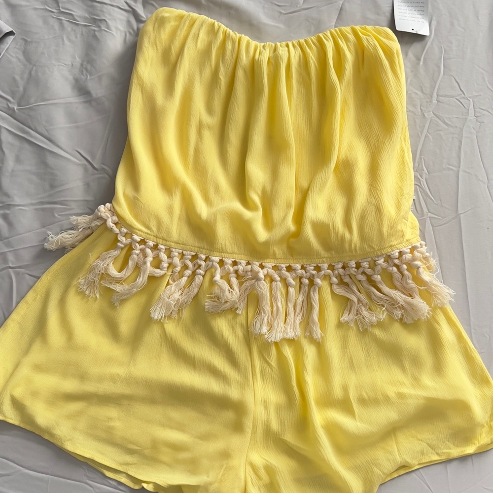 The Vanity Room Yellow Swim Cover-Up Romper - Picture 2 of 10